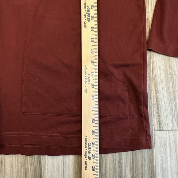 Eskandar Hoodie O/S Brick Red Pima Angle to Front Full Zip Lagenlook Casual - Picture 7 of 12